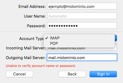 Configuración manual servidor de correos