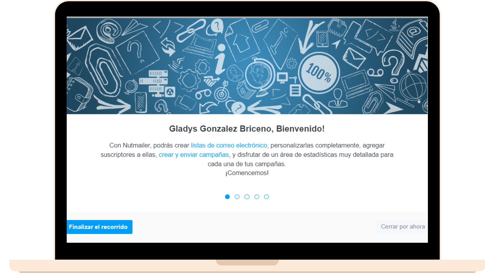 acceder a Nutmailer imagen tour de bienvenida